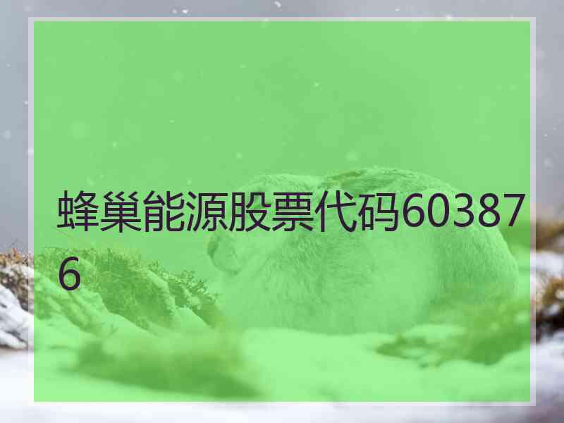 蜂巢能源股票代码603876