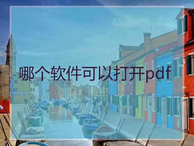 哪个软件可以打开pdf