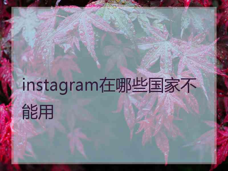 instagram在哪些国家不能用