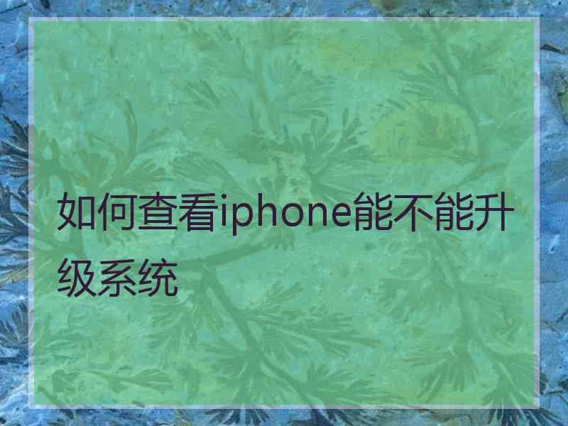 如何查看iphone能不能升级系统